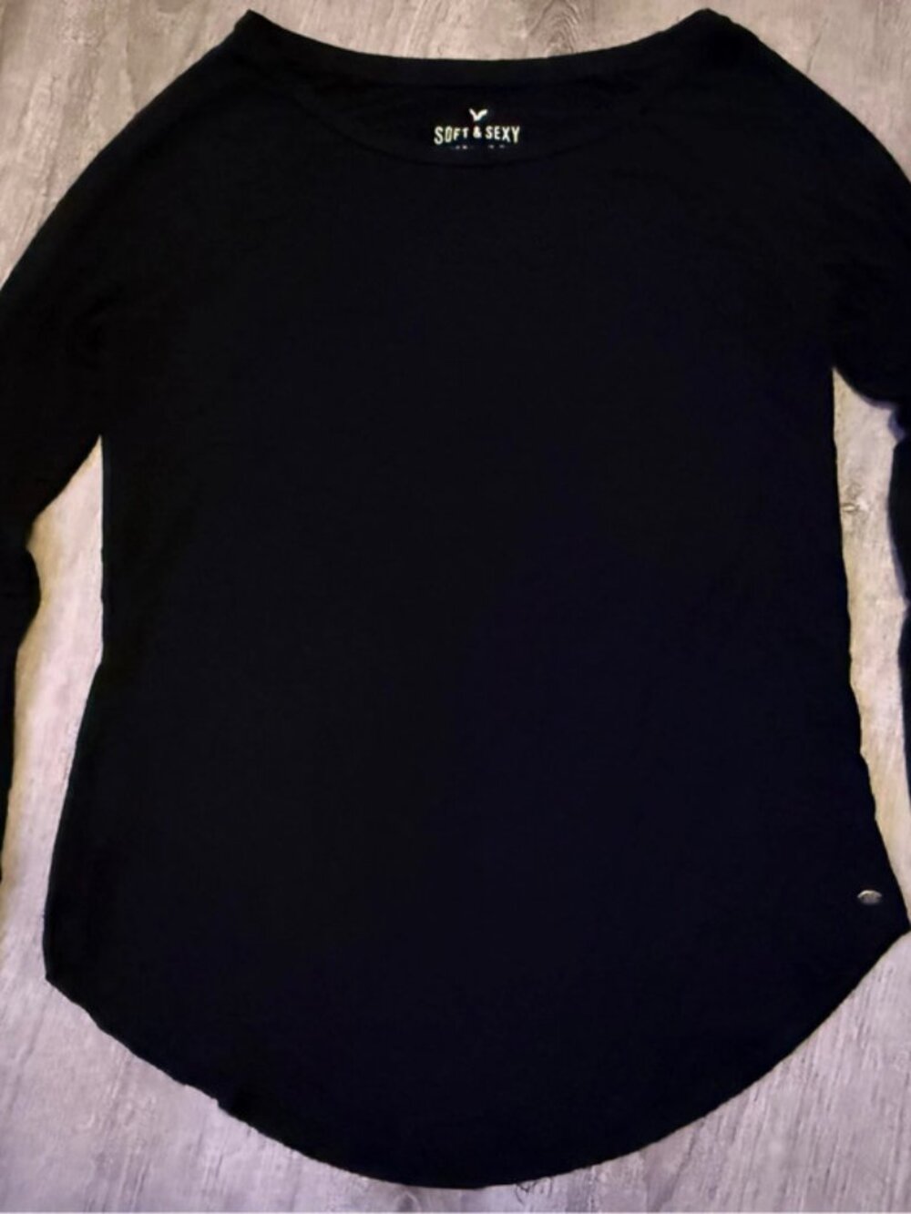 Women's American Eagle Soft & Sexy Black Longsleeve Shirt Size s Small